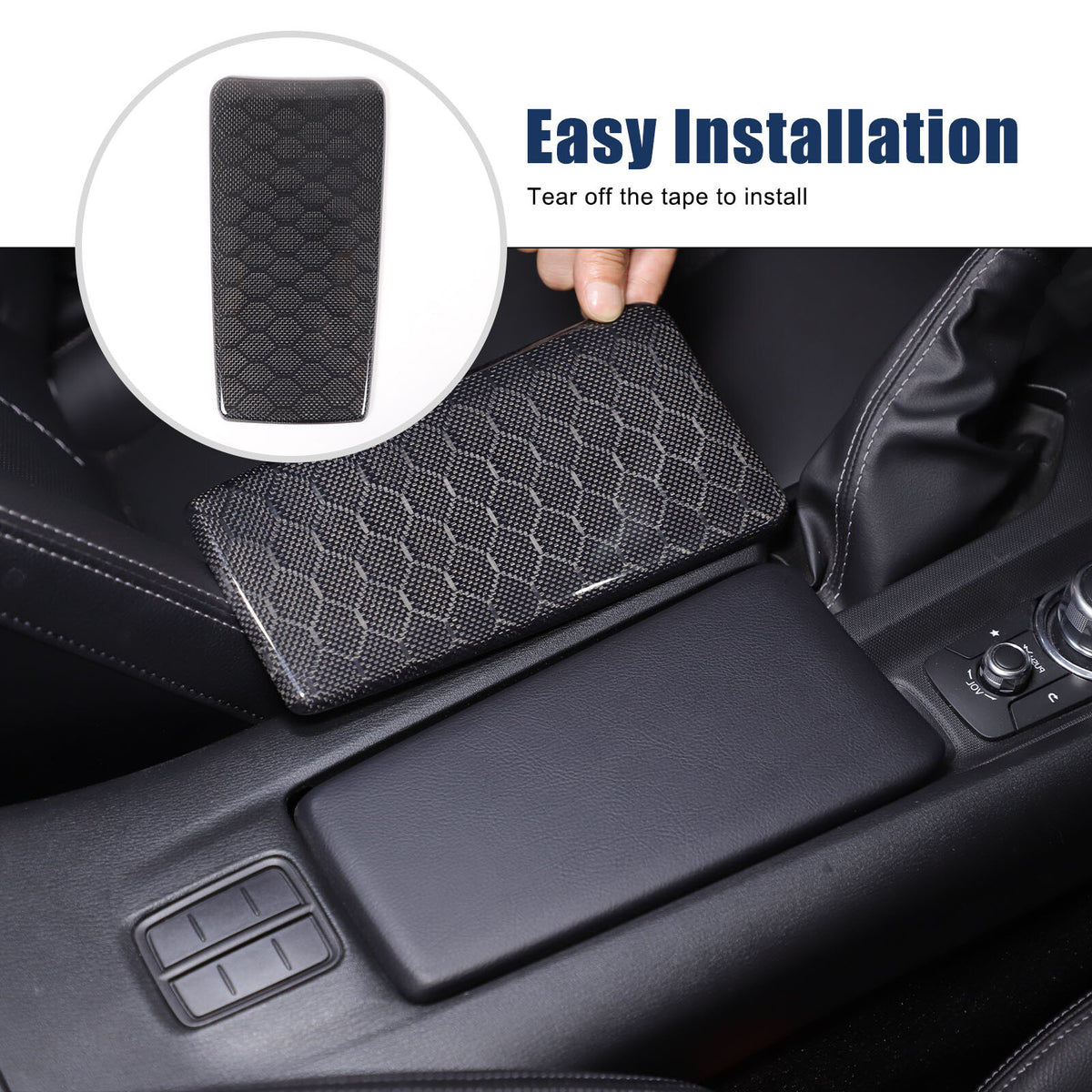 Real Honeycomb Carbon Fiber Center Armrest Box Cover Trim For Mazda MX-5 2016+ 7
