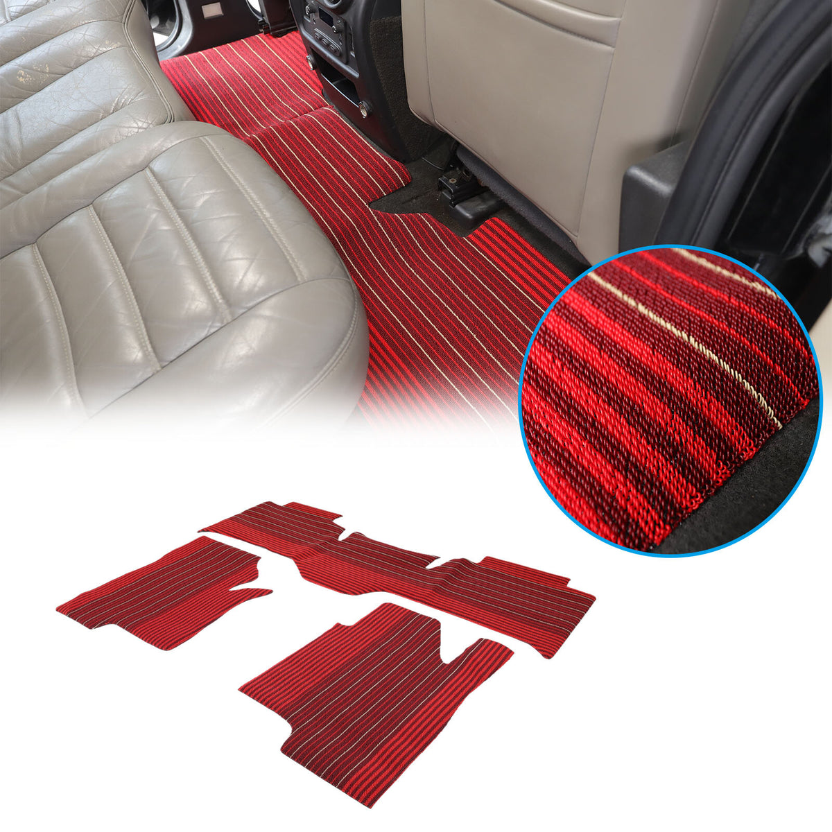 Red Car Floor Mats Liner Cargo Carpets Foot Pads For Hummer H2 2003-2007 21