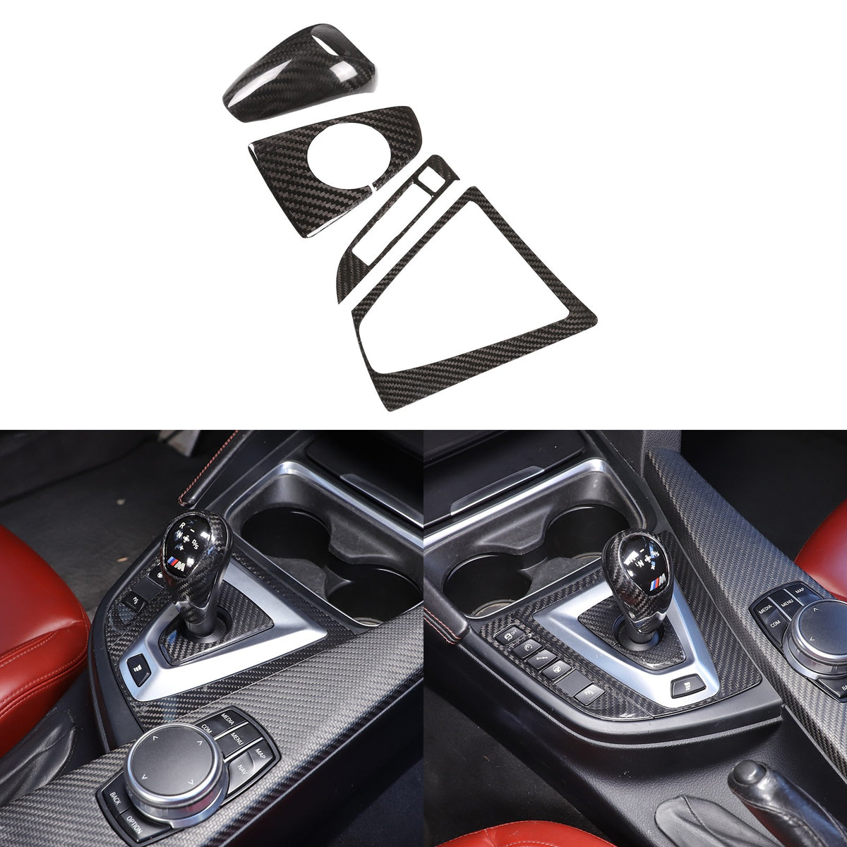 Real Carbon Fiber Center Console Panel Trim Set For BMW M3/M4 F80/F82 2014-2019 1