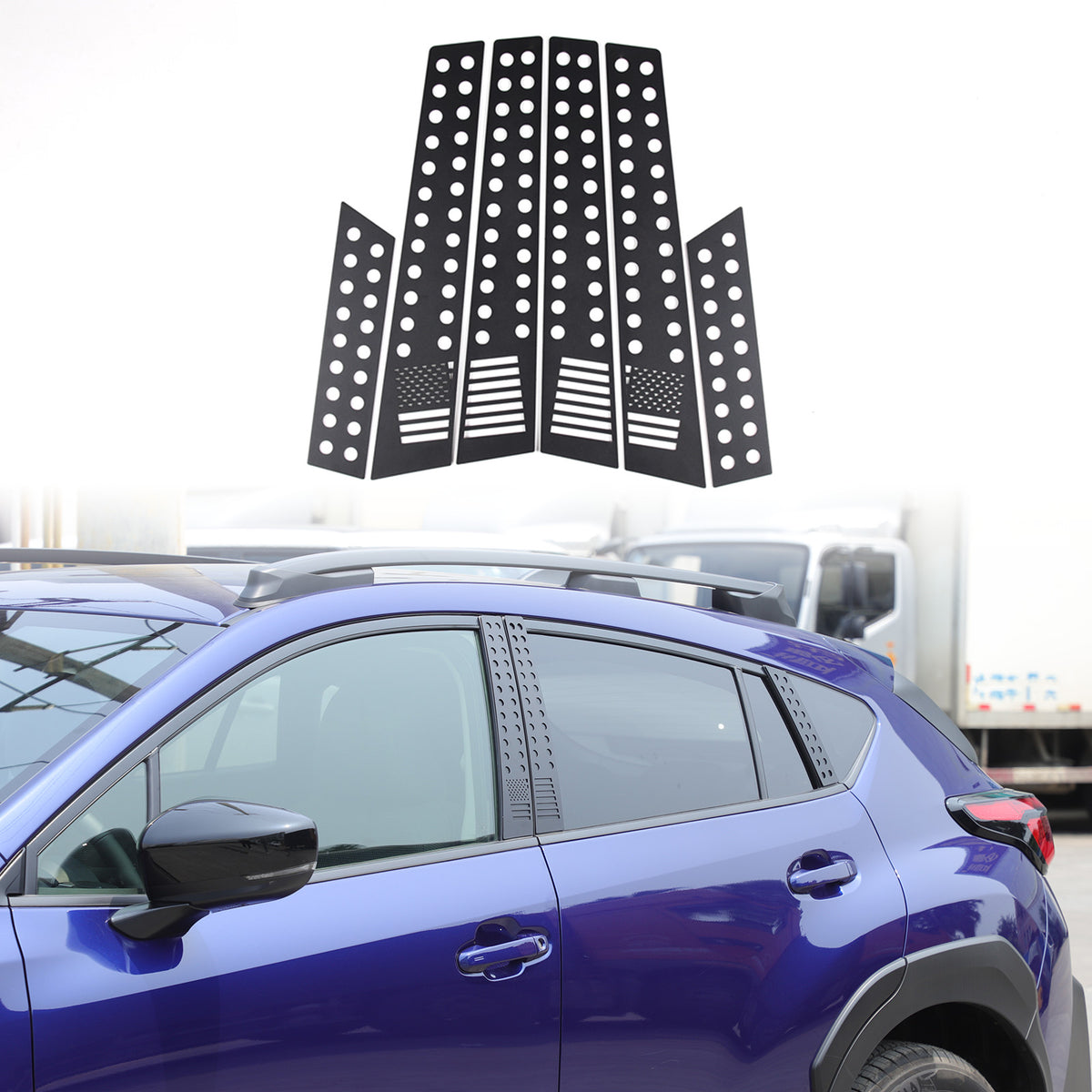 US Flag Alloy Window Center Pillar Trim Panel For Subaru Crosstrek 24+ 1