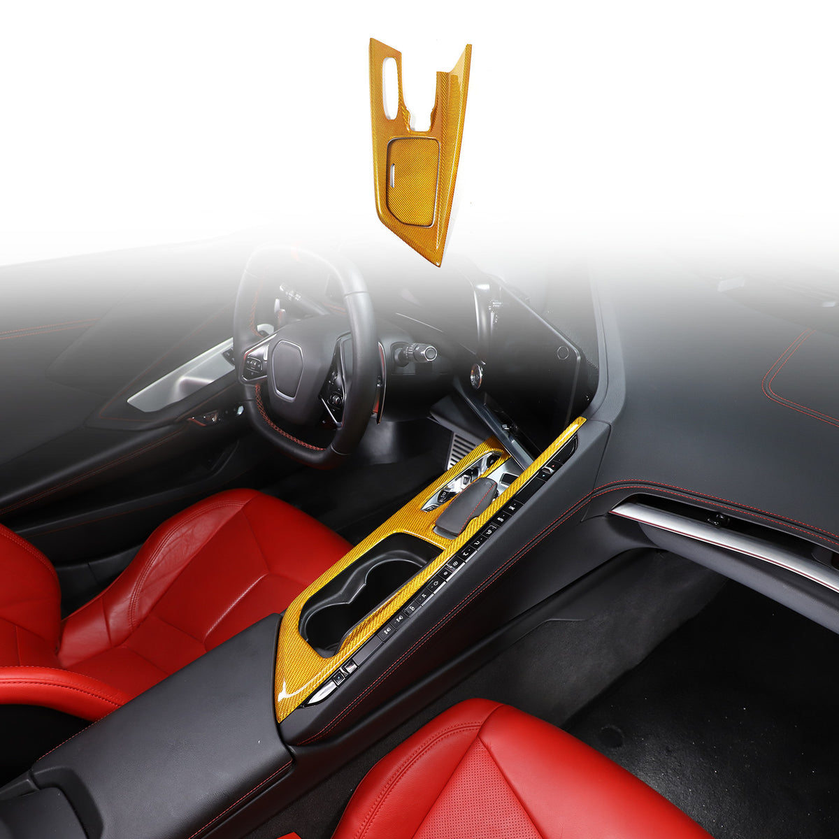 Real Carbon Fiber Center Console Gear Shift Panel Cover For Corvette C8 2020-25 8