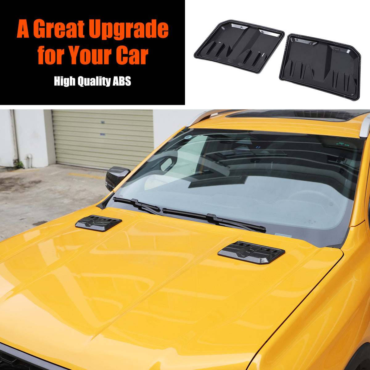 ABS Carbon Fiber Hood Engine Air Vent Cover Trim For Ford Ranger T9 2023-2024 1