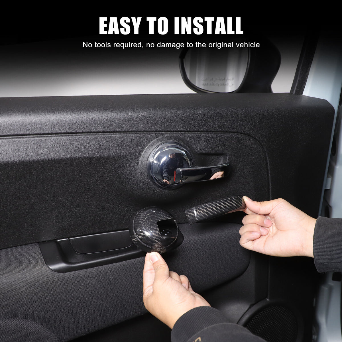 Real Carbon Fiber Interior Door Handle Trim For Fiat 500 Abarth 595 695 2010+ 7