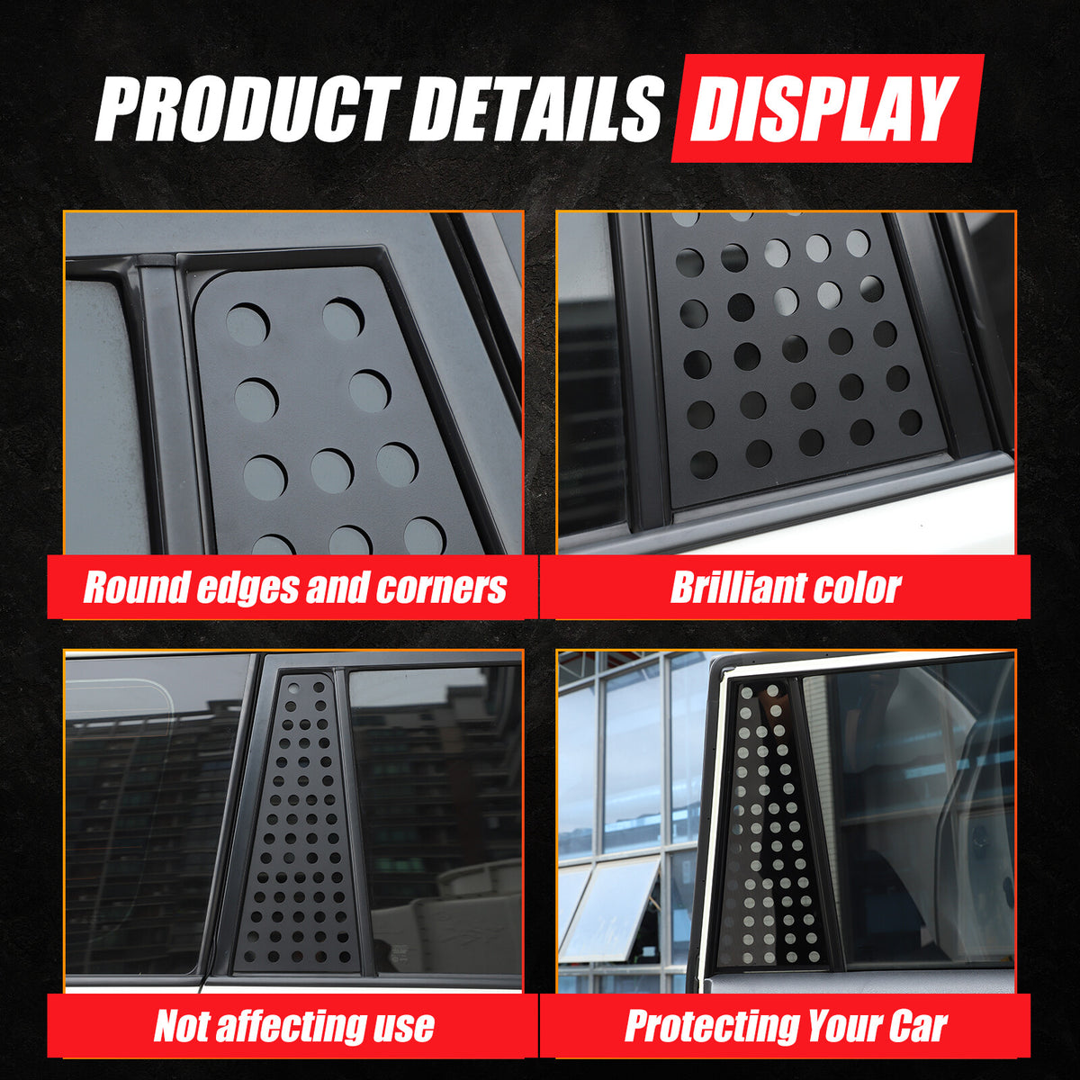 C-pillar Triangular Window Plate Trim For Toyota Land Cruiser Prado 10-23 US 4