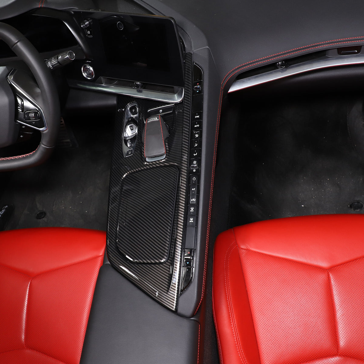 ABS Carbon Fiber Center Console Frame Trim Cover For Corvette C8 2020-2025 US 14