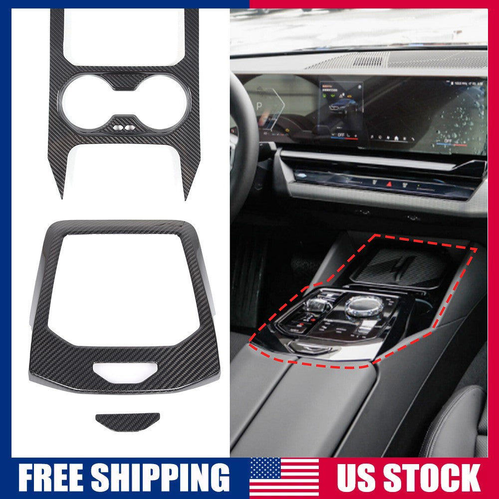 Real Carbon Fiber Center Gear Shift Cup Trim Set For BMW 5 Series G60 i5 24+ US 1