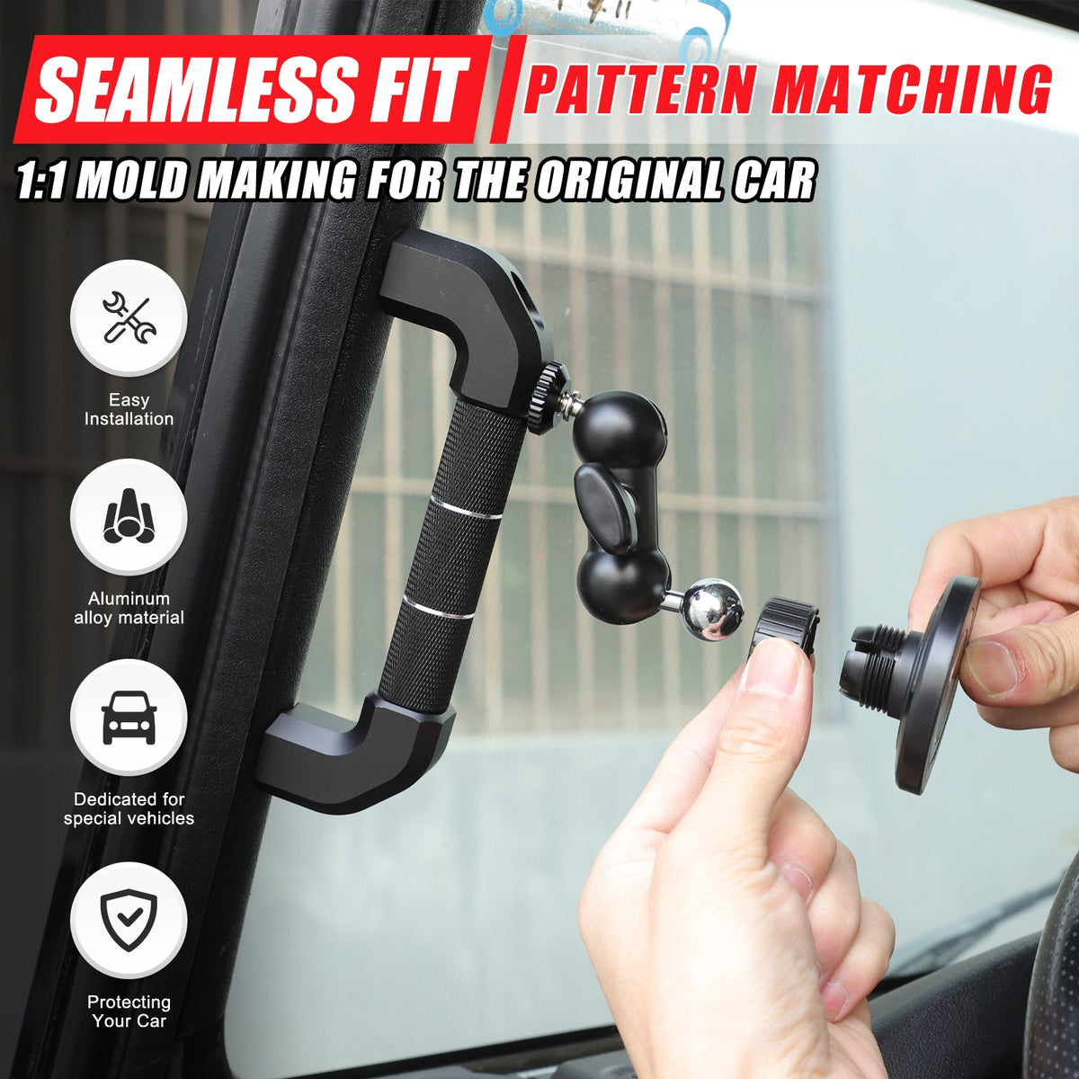 Replace Black A-Pillar Handle W/ Phone Mount For LR Defender L316 2004-2018 4