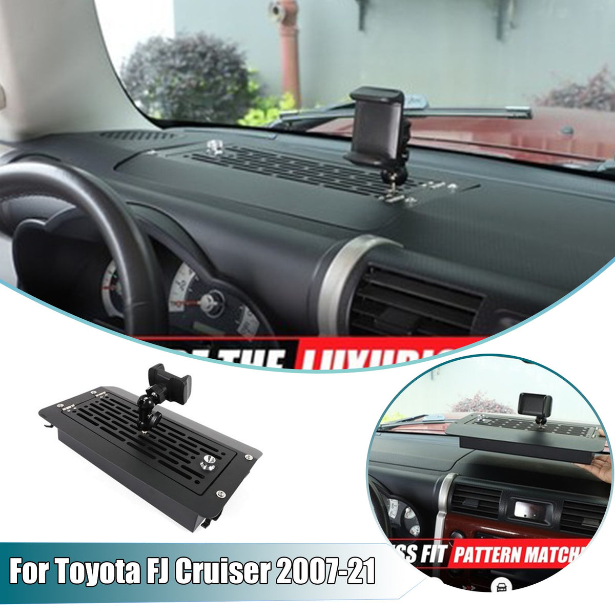 Phone Holder Clip with Dashboard Password Box For Toyota FJ Cruiser 2007-21 1