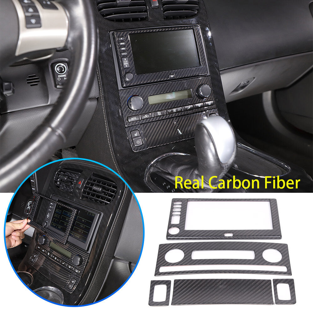 Real Carbon fiber Center Console Navigation Panel Cover Trim For Corvette C6 1