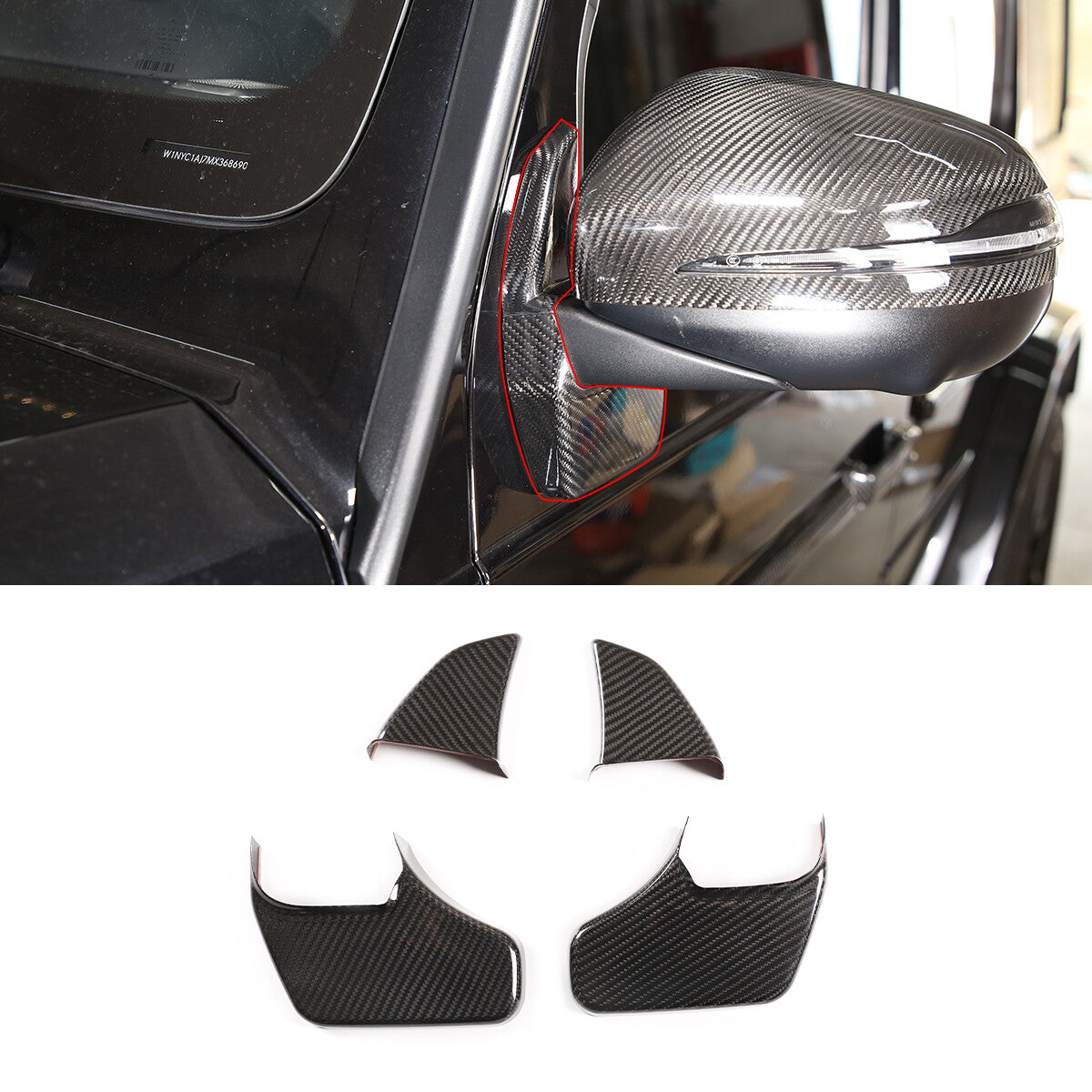 Carbon Fiber rearview mirror base cover trim decor For Benz G-Class W463 19-20 2