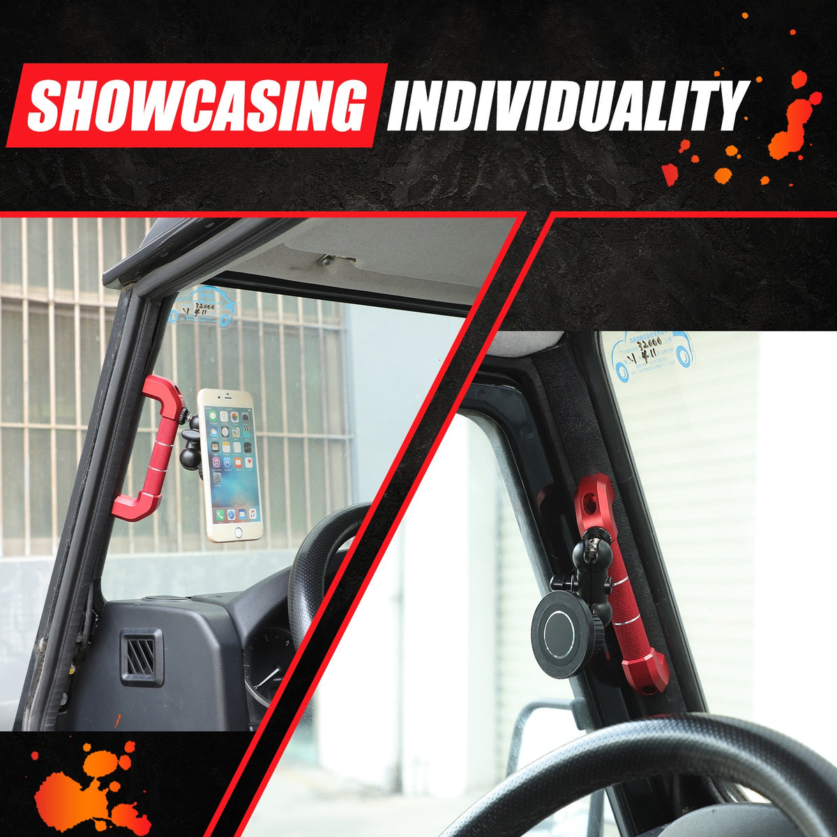 Replace Red A-Pillar Handle W/Phone Mount For LR Defender L316 2004-2018 8