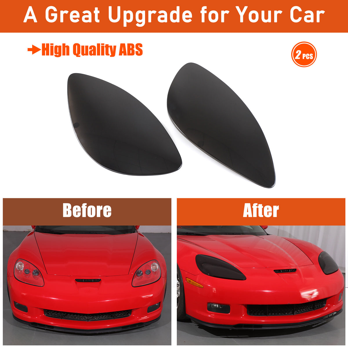 Smoked Blackout Headlight Lamp Cover Bezel Overlay Trim For Corvette C6 2005-13 7