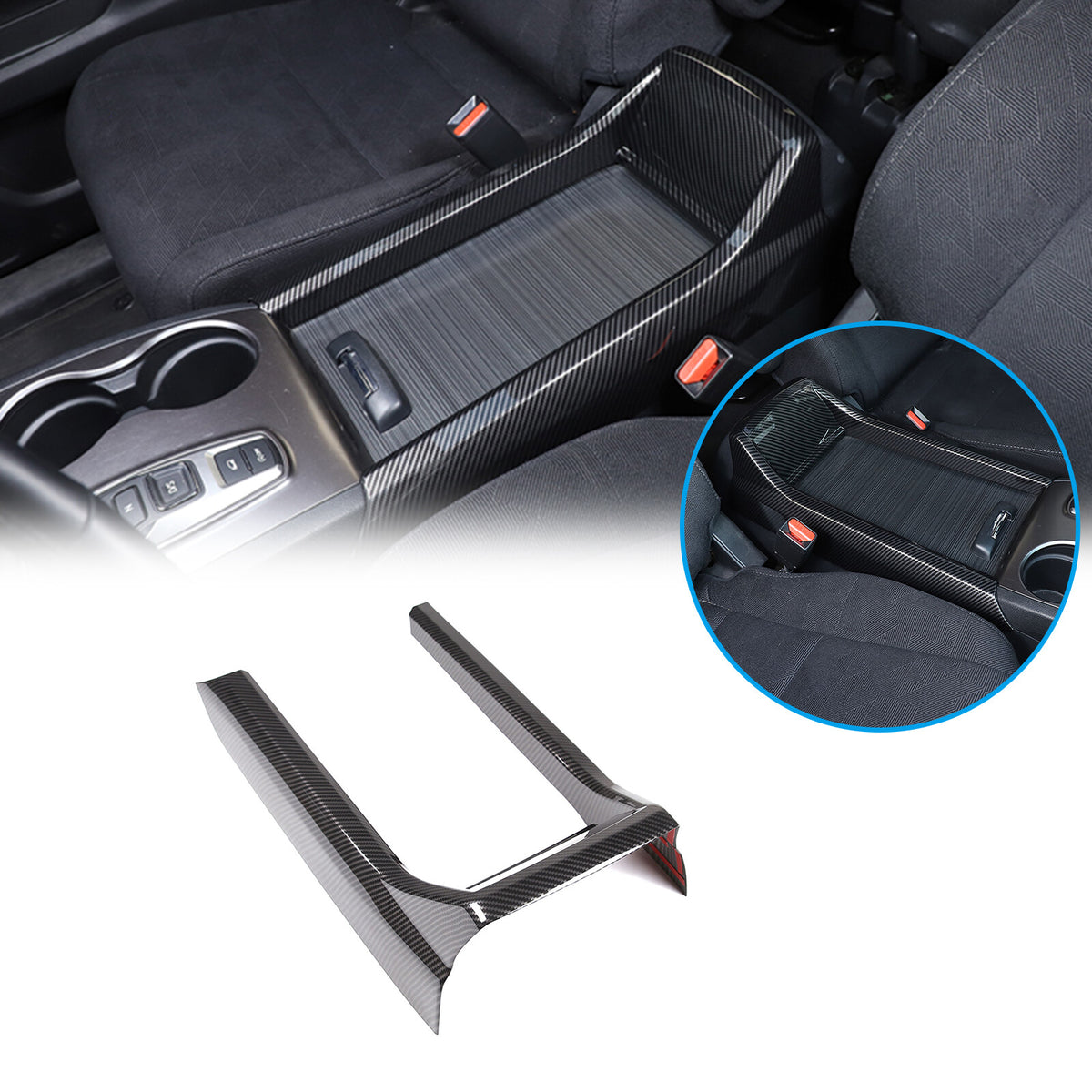 Carbon Fiber Center Console Armrest Box Side Panel Trim for Honda Pilot 16-22 5
