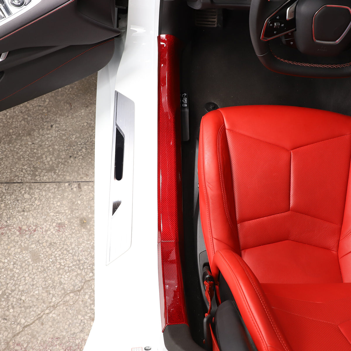Red Real Carbon Fiber Full Interior Set Decor Trim Kit for Corvette C8 20-25 - Styles 21-25 12