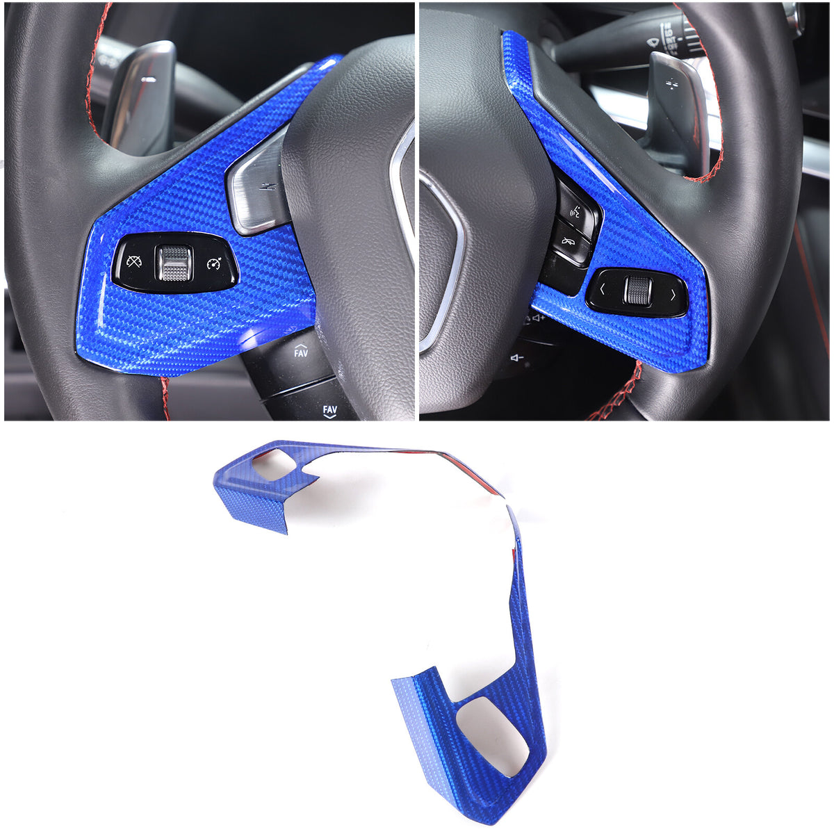 Blue Real Carbon Fiber Full Interior Set Decor Trim Kit for Corvette C8 20-25 - Variants 16-20 34
