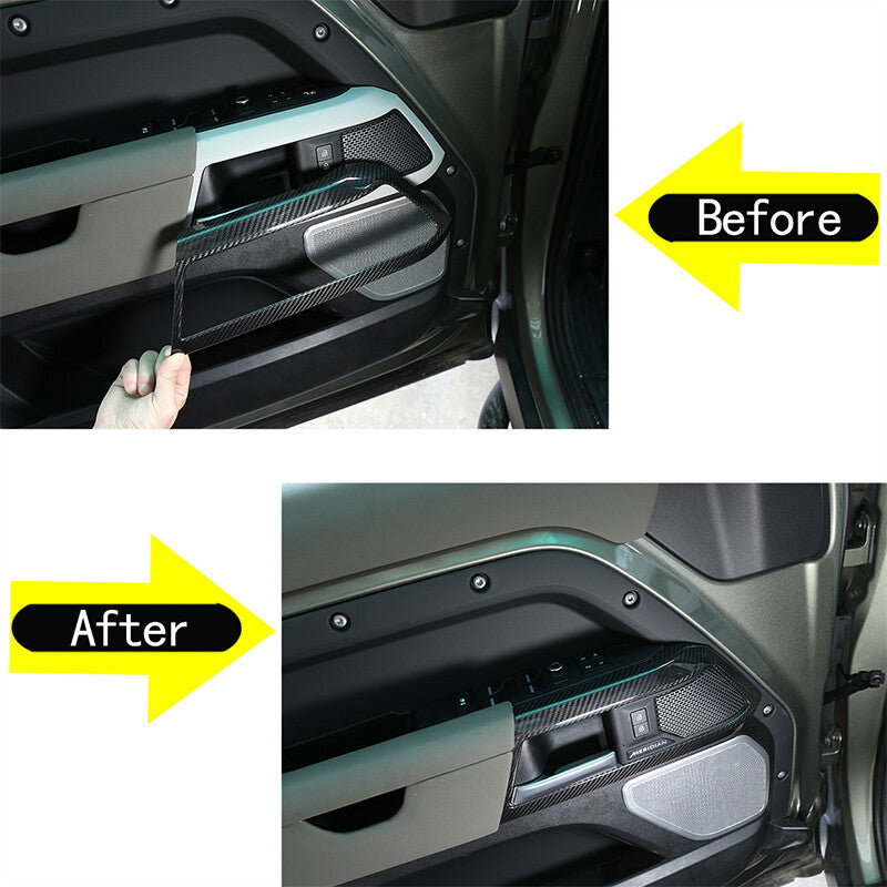 Real Carbon Fiber Door Handle Frame Cover Trim For Land Rover Defender 90 20-23 2