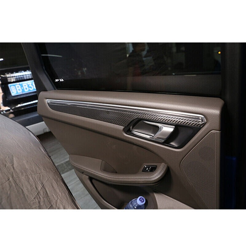 Real Carbon Fiber Interior Door Panel Trim Cover For Porsche Macan 95B 14-20 US 2