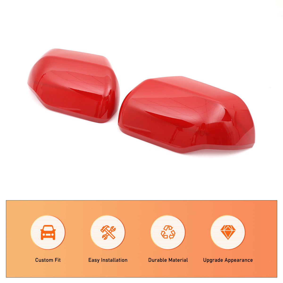 Red ABS Side Mirror Cover Trim with Turn Signal For Toyota Tundra/Sequoia 22+ US 9