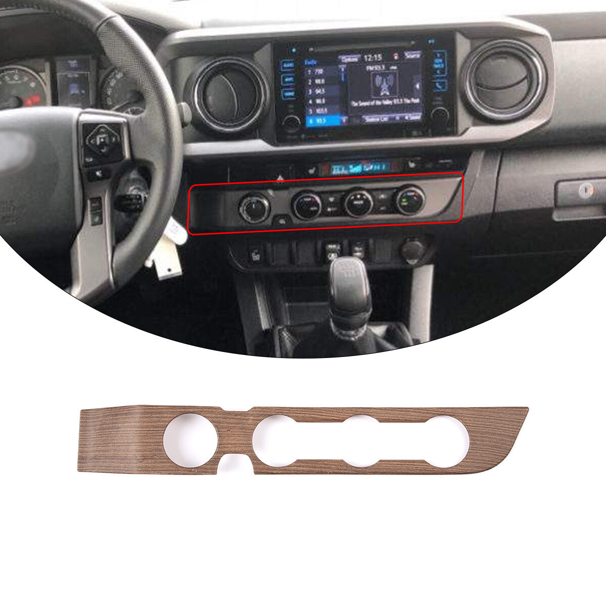 Wood Grain Interior Center Console Cover Trim For Toyota Tacoma 2016-2023 49