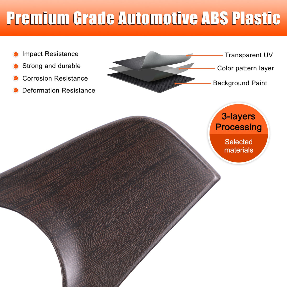 Oak Wood Grain ABS Interior Door Panel Trim For Benz C-Class W205 2015-2021 US 21