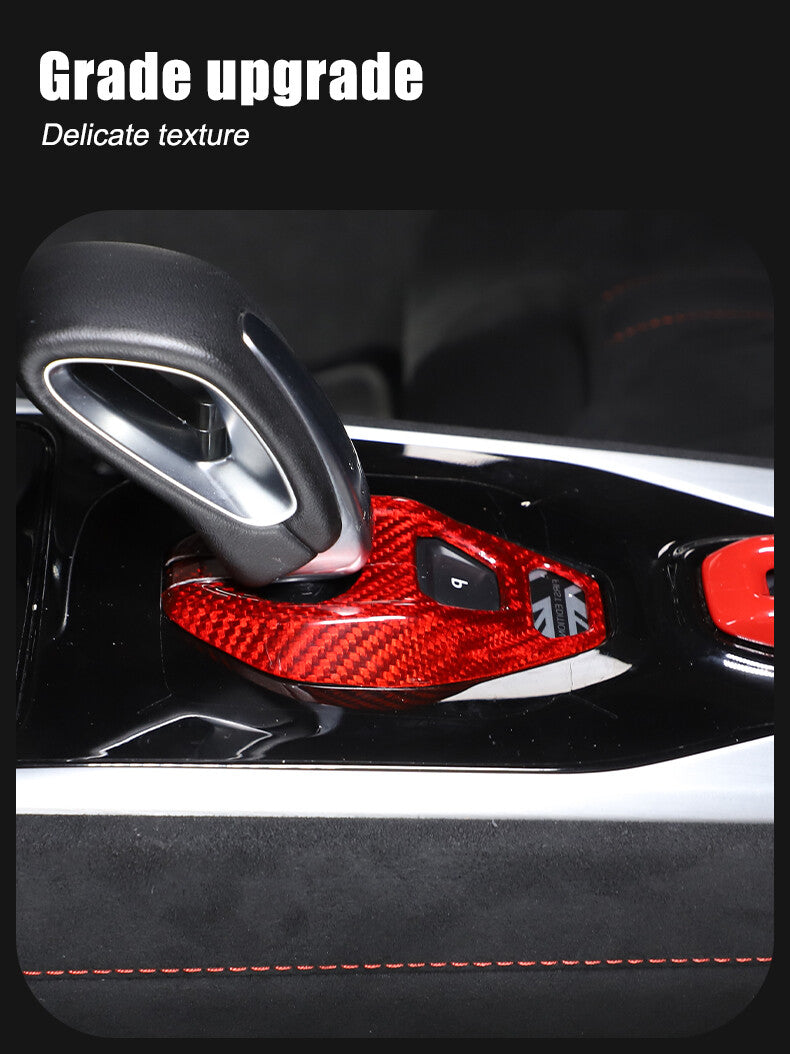 Red Real Carbon Fiber Console Gear Base Cover Trim For Lotus Emira V6 I4 2023-25 2