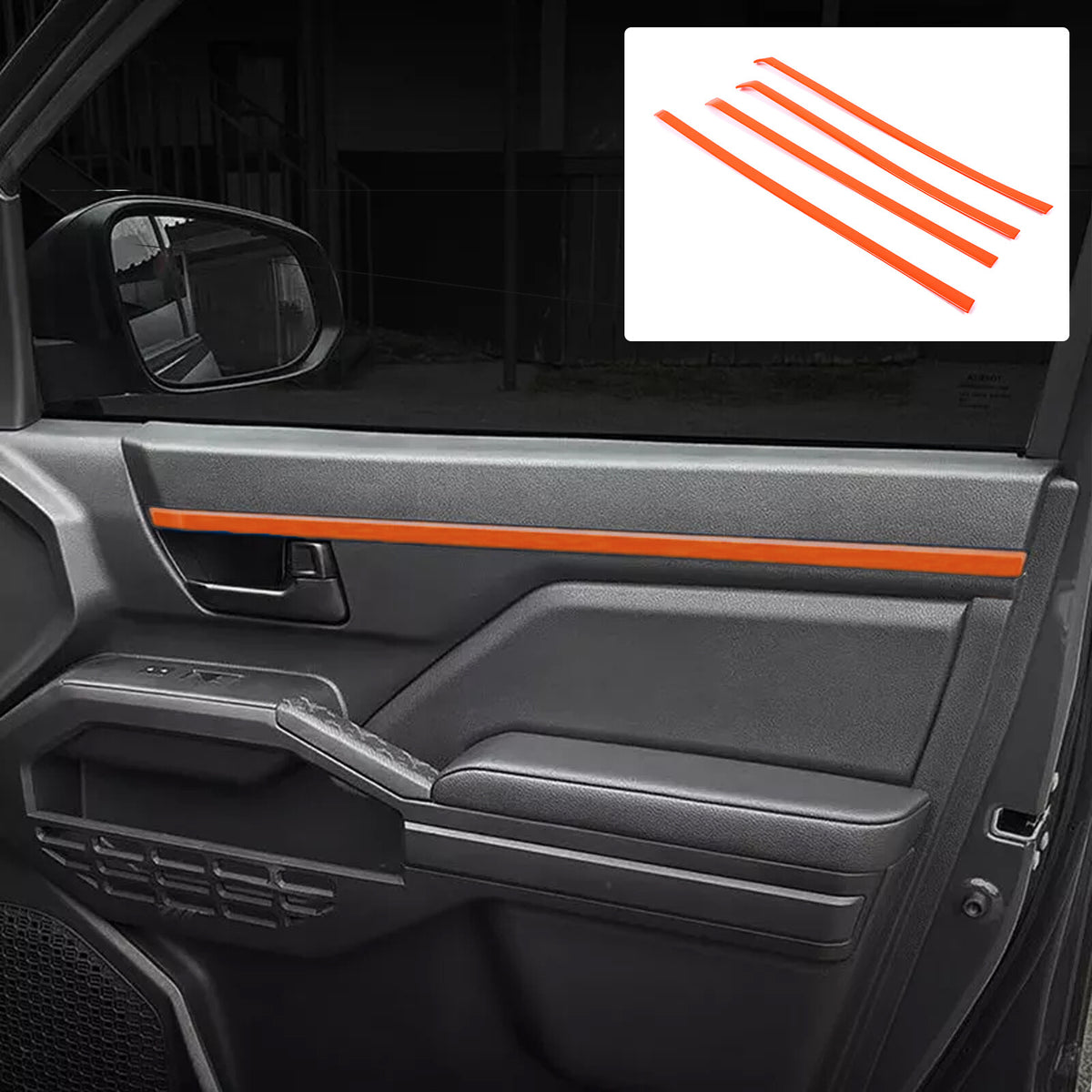 Orange ABS Interior Inner Door Panel Trim Strip For Toyota Tacoma 2024+ 15