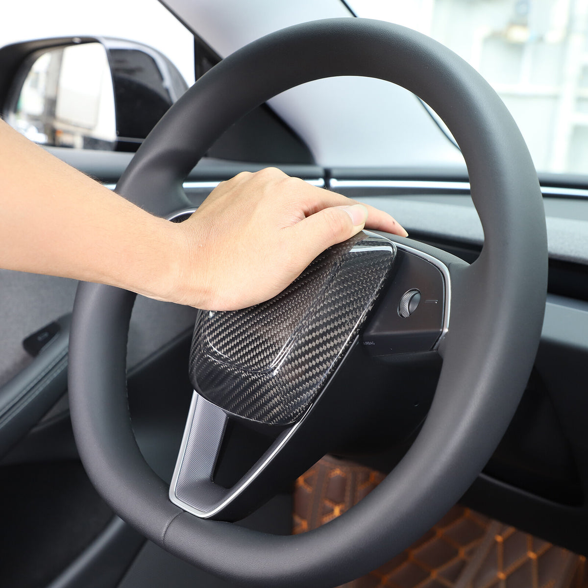 Real Dry Carbon Fiber Center Console Interior Trim Cover For Tesla Model 3 2023+ 55