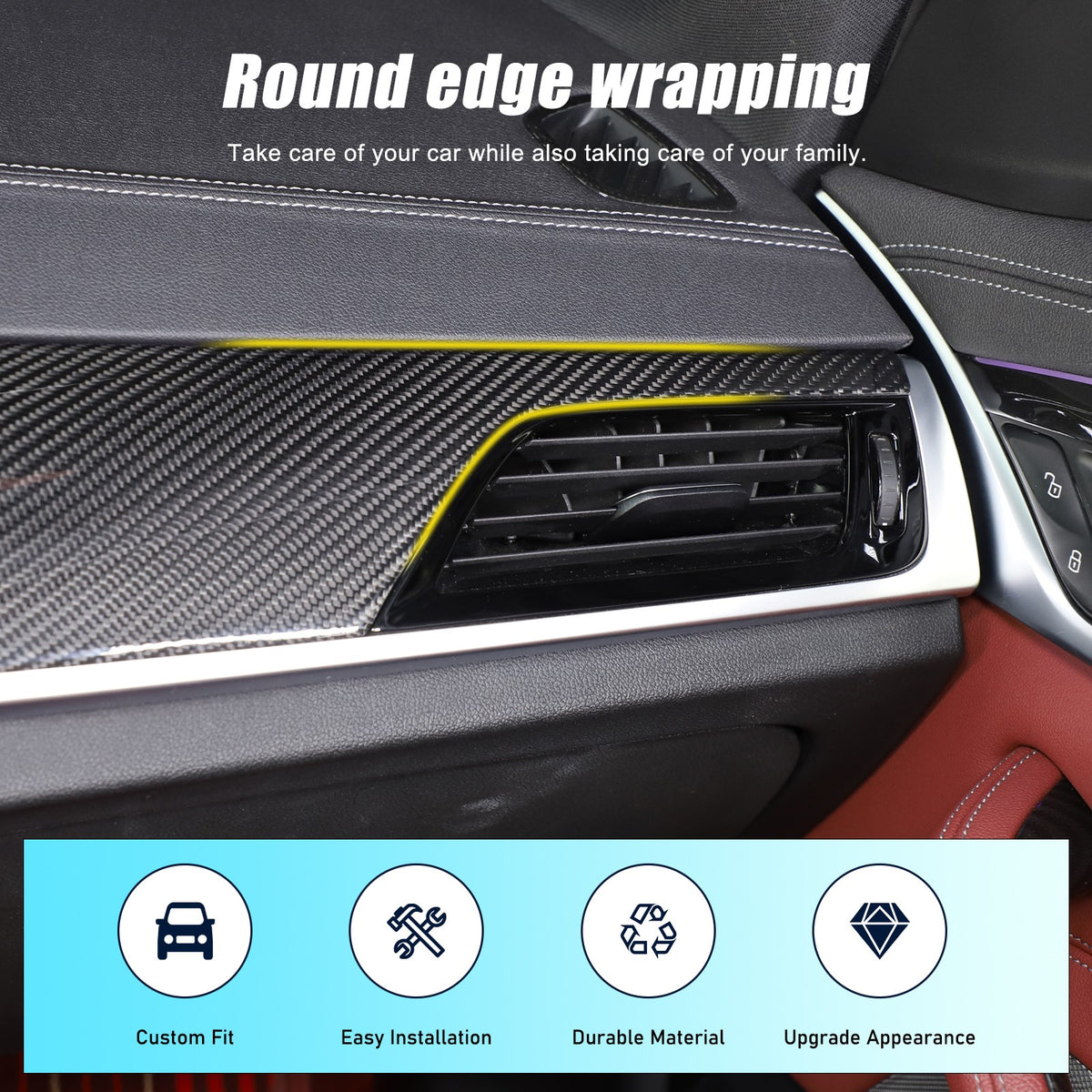 Real Dry Carbon Fiber Dashboard Trim For BMW 5 Series G30/G38 6 GT G32 2017-23 10