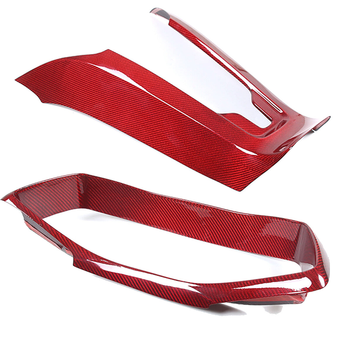 Red Carbon Fiber Instrument & Waterfall Wireless Charger Cover For Corvette C8 2