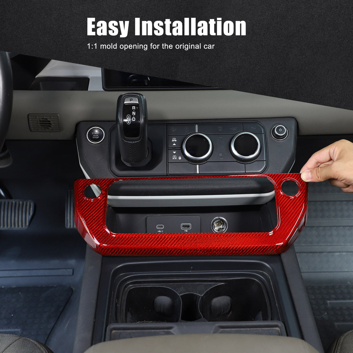 Red Real Carbon Fiber Air Conditioning Switch Panel Trim for LR Defender 2020-24 19