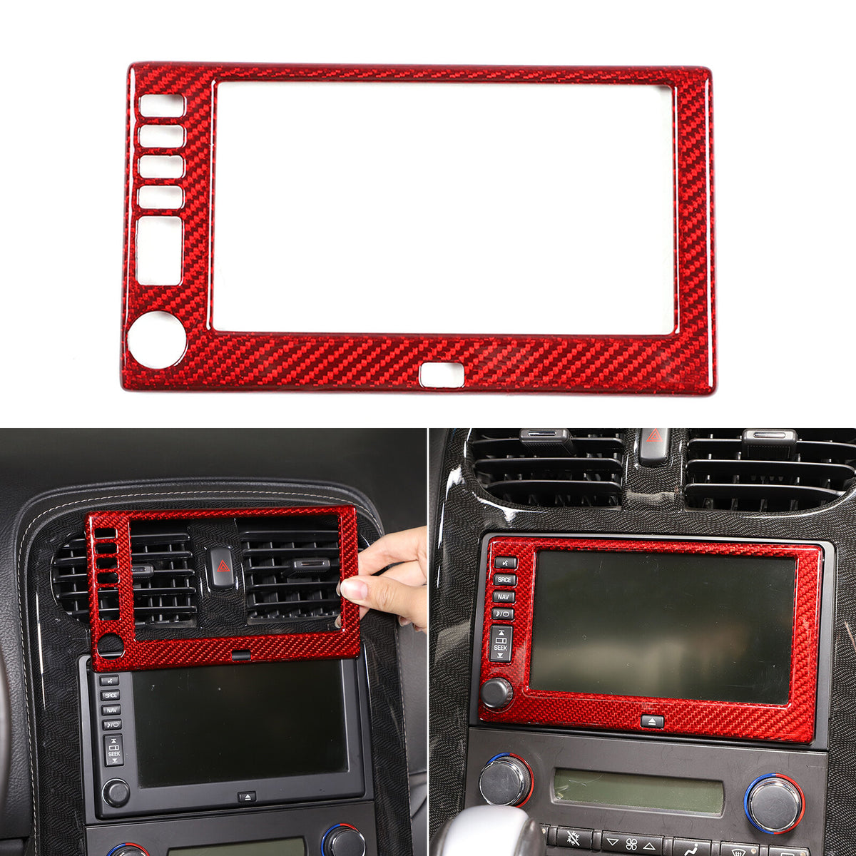Red Real Carbon Fiber Center Navigation Screen Trim Cover For Corvette C6 05-13 7