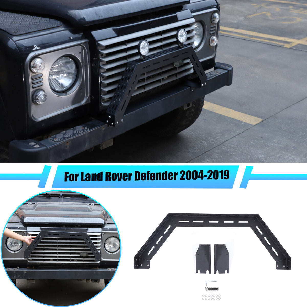Black Bull Nudge Bar Bumper Guard A Bar For Land Rover Defender L316 2004-19 1