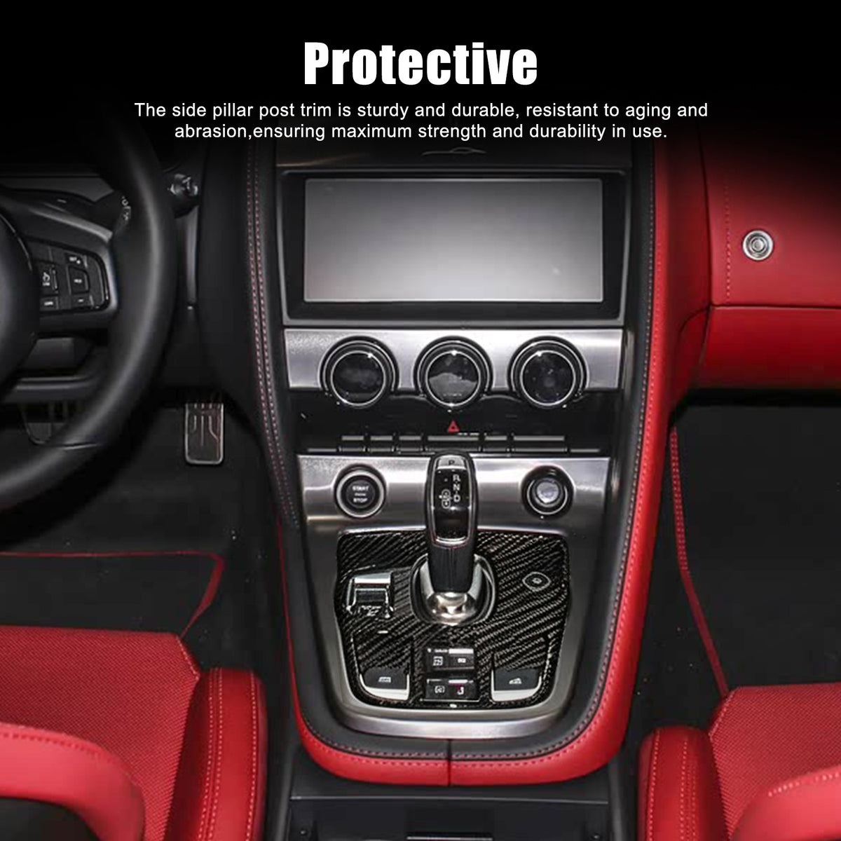 Real Carbon Fiber Center Gear Trim For Jaguar F‑TYPE Convertible X152 2013+ 4