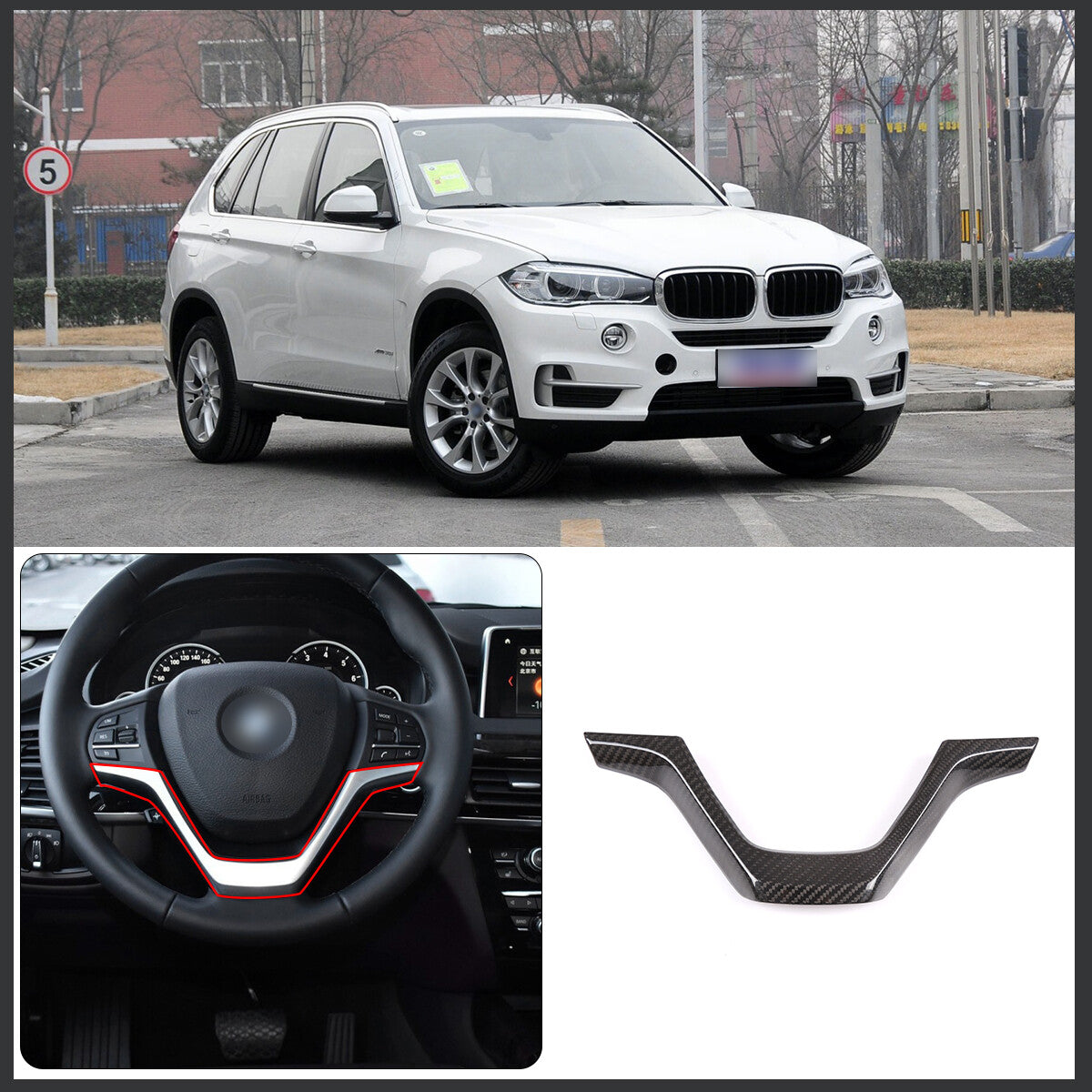 17PCS Real Dry Carbon Fiber Interior Trim Decor Cover For BMW X5 F15 2014-2018 23