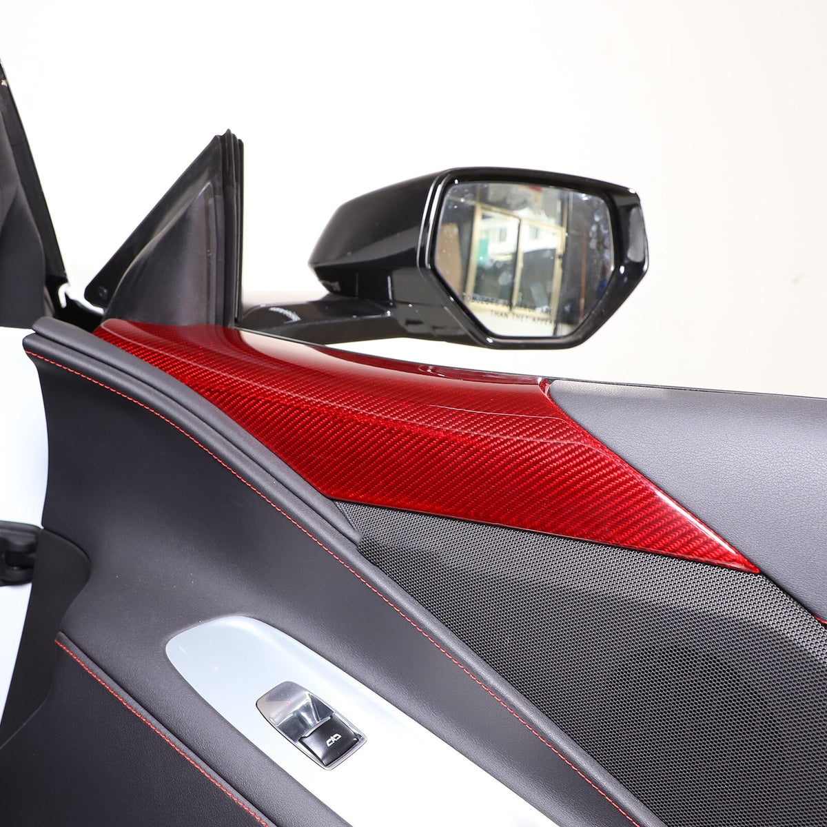Red Real Carbon Fiber Interior Door Panel Trim Cover For Corvette C8 2020-26 US 11