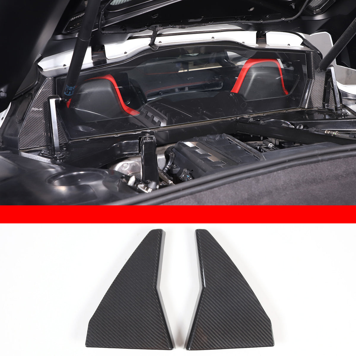 Real Dry Carbon Fiber Rear Window Corner Cover Trim Frame For Corvette C8 20-26 16