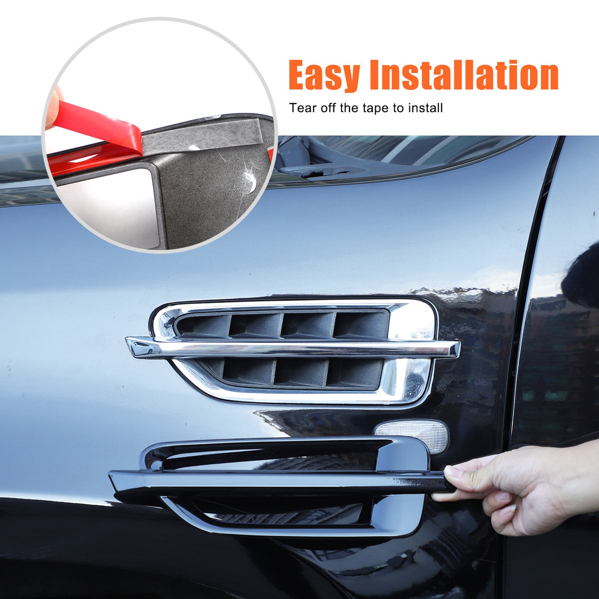 Glossy Piano Black Side Air Fender Vent Trim For Cadillac Escalade 2007-2014 19