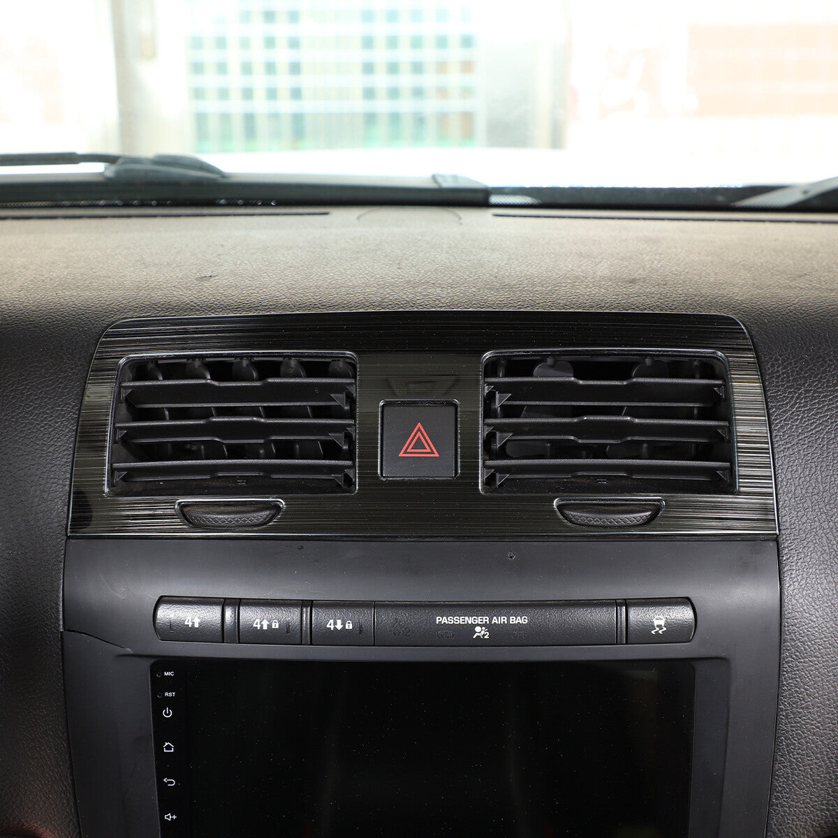 Black Steel Central Control Air Outlet Cover Trim For Hummer H3 2005-2009 5