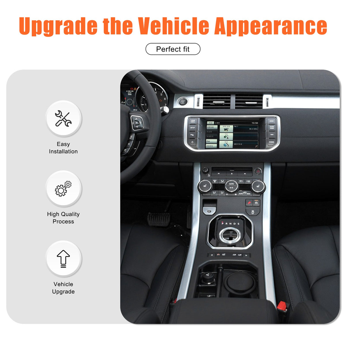 Glossy Piano Black Center Console Panel Trim For Land Rover Evoque L538 2012-18 19