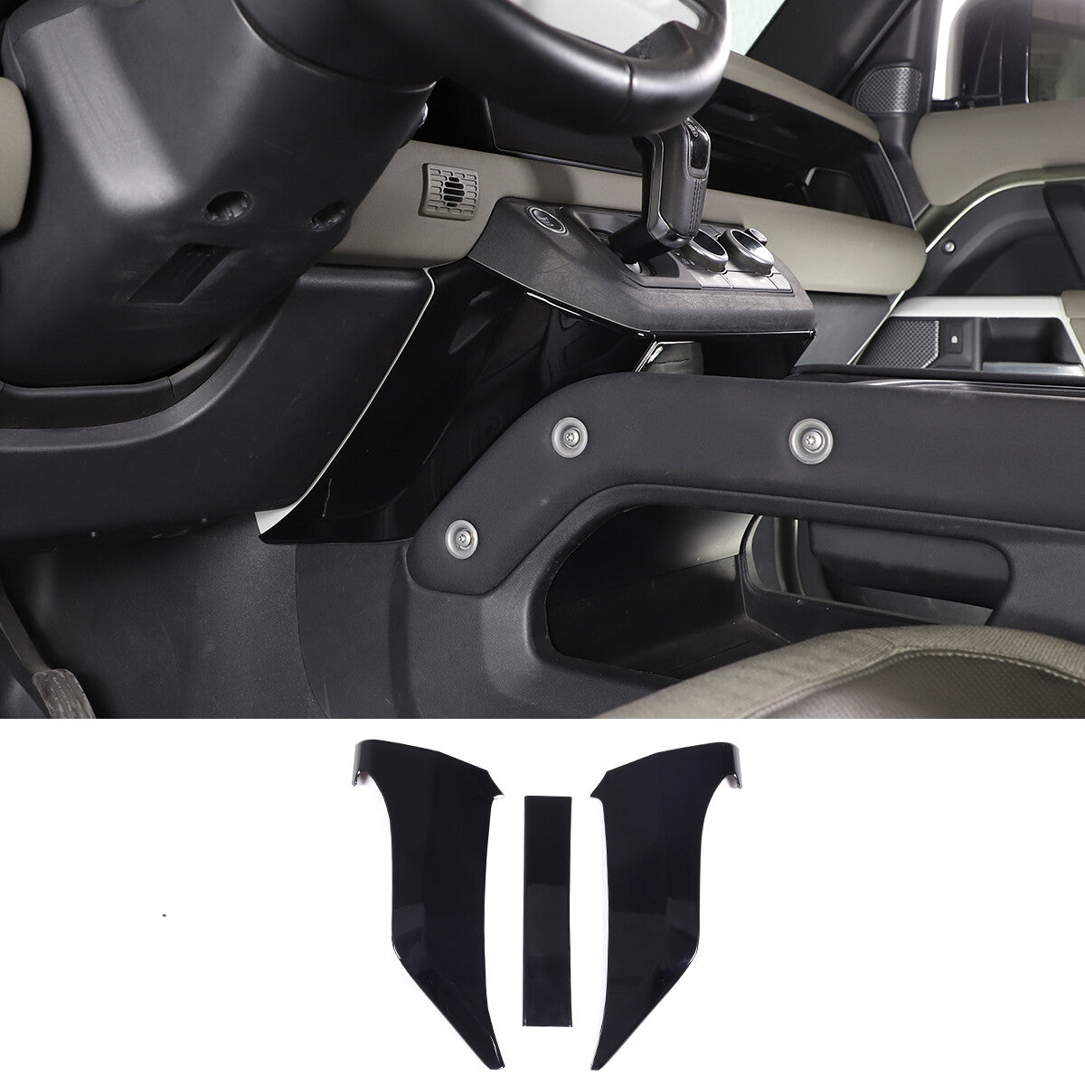 Glossy Black Center Console Knee Side Cover Trim For Land Rover Defender 2022-23 2