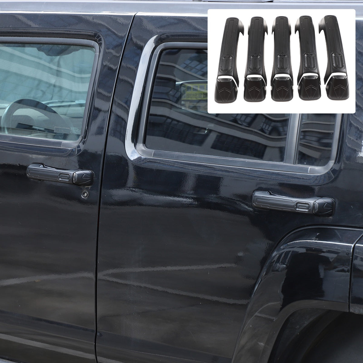 Mecha Matte Black ABS Door + Tailgate Handle Cover Trim For Hummer H3 2005-2009 2