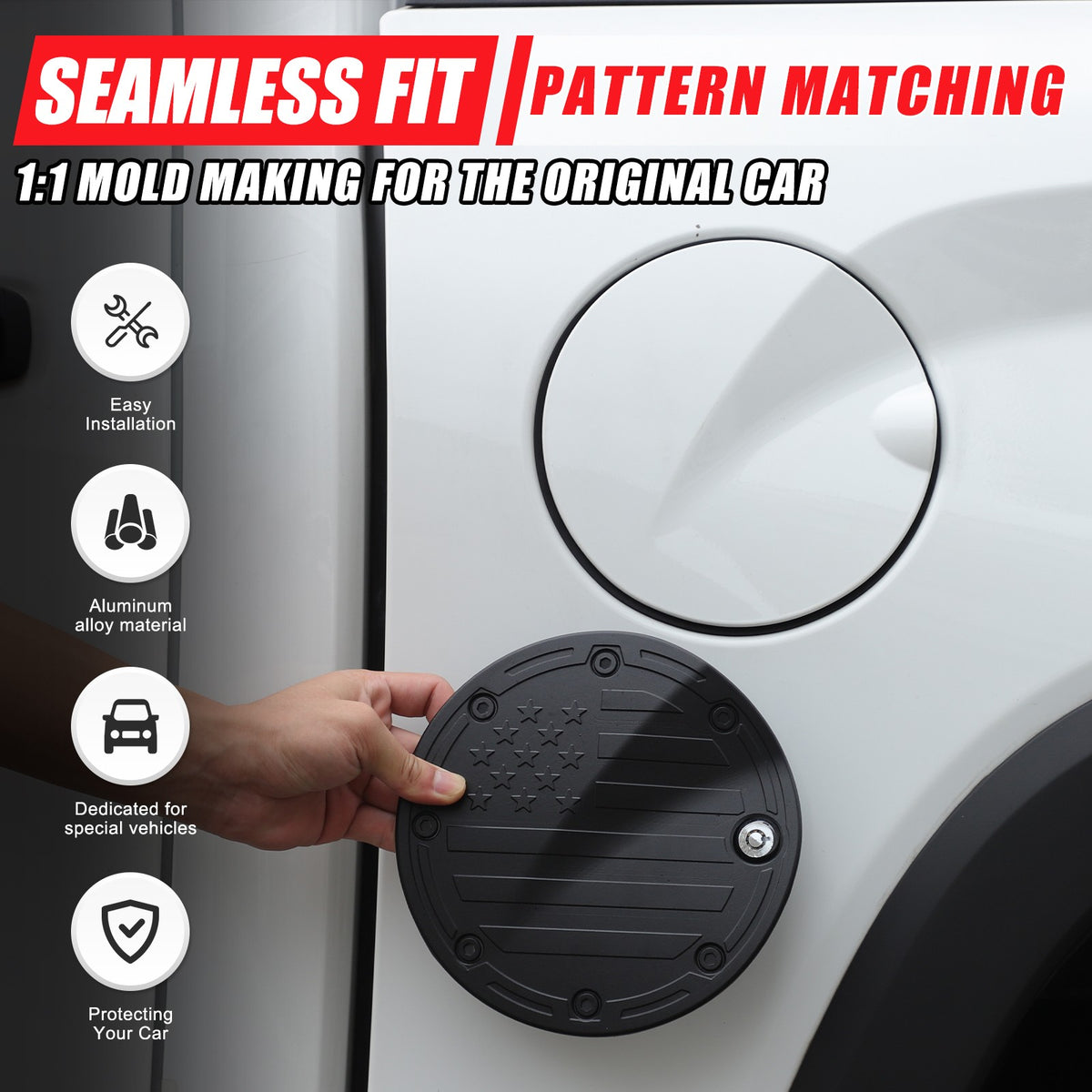 US Flag Alloy Fuel Tank Anti-Theft Lock Cover Gas Cap For Toyota Tundra 22+ 9