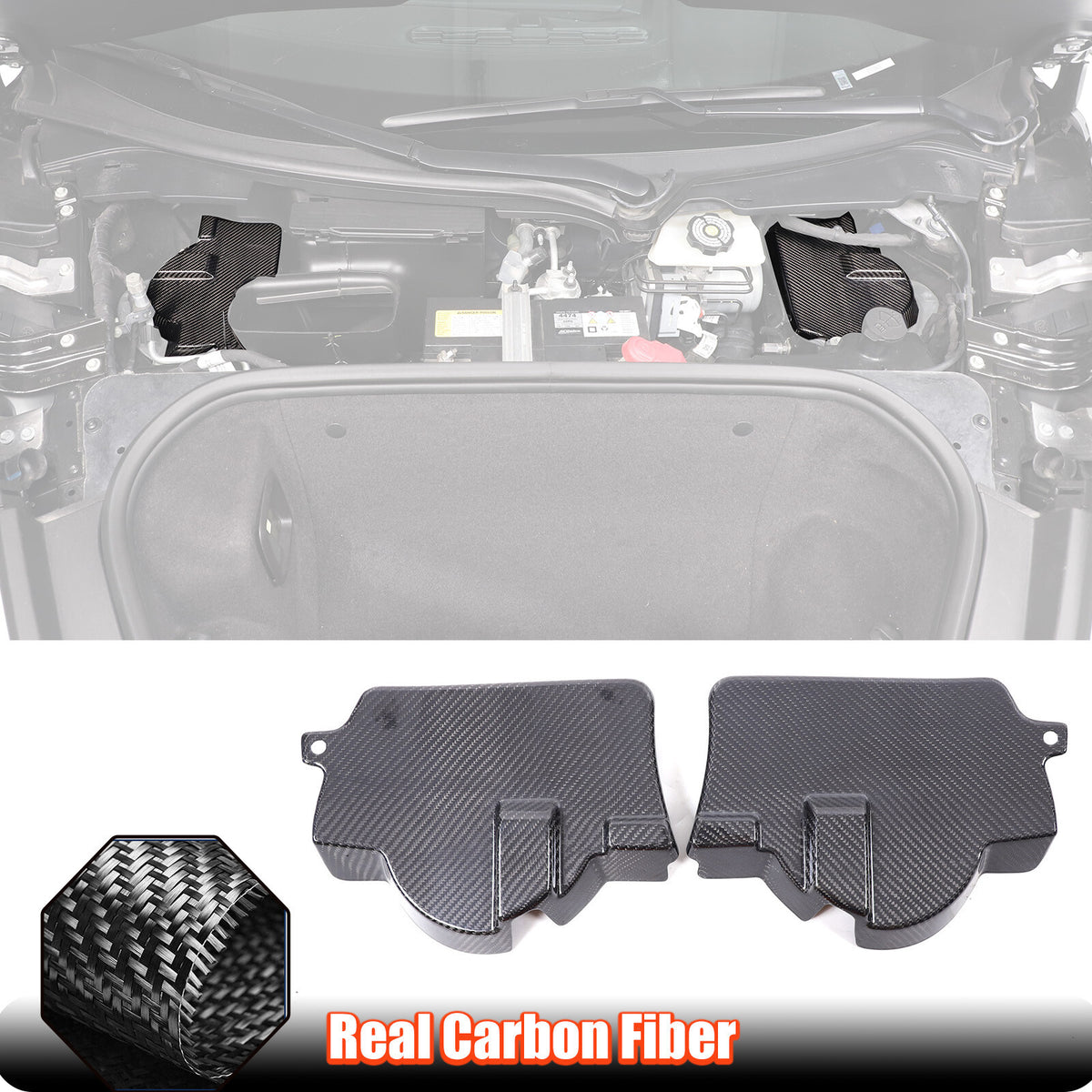 Real Carbon Fiber Front & Rear Strut/Shock Tower Cover For Corvette C8 2020-2026 2