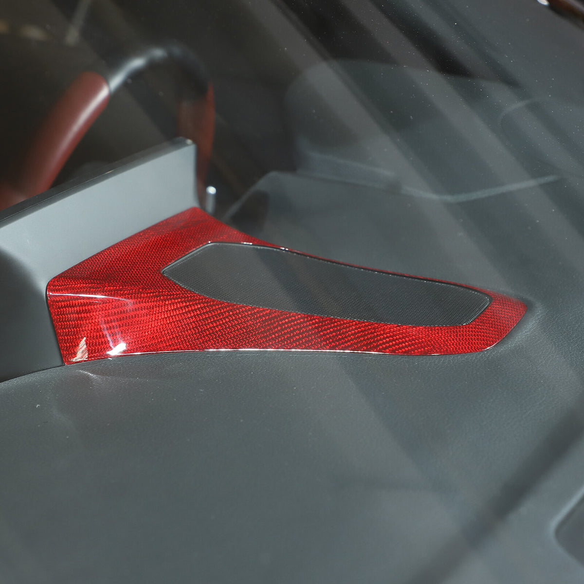Red Real Carbon Fiber Center Dashboard Speaker Panel Trim For Toyota Supra 19+ 7