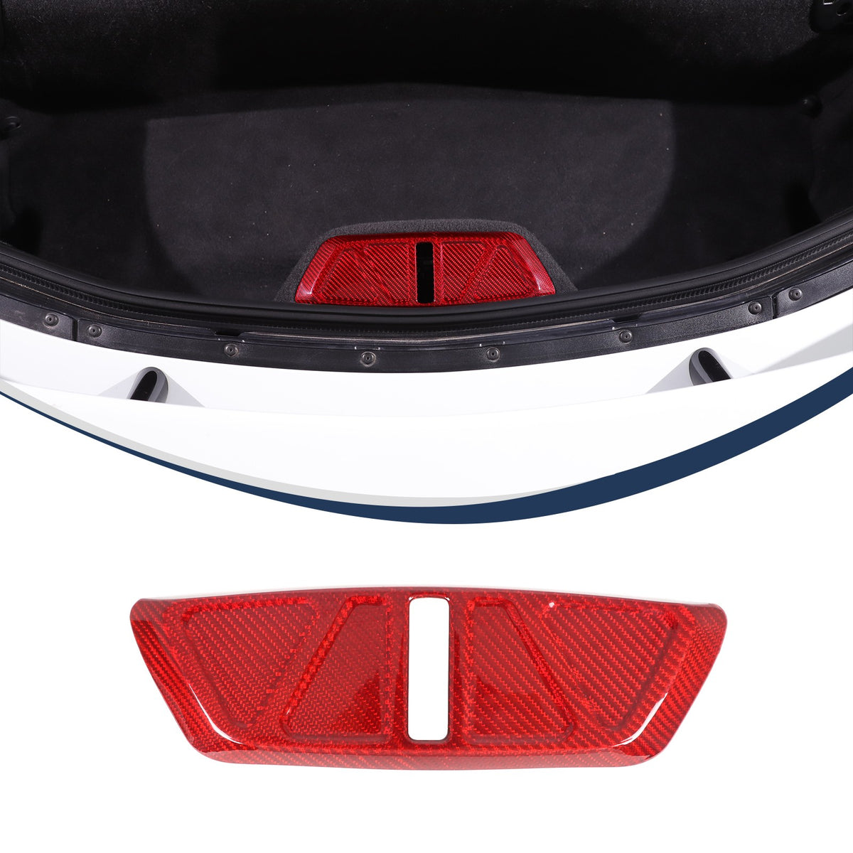 Red Real Carbon Fiber Trunk Latch Base Cover Trim For Corvette C8 2020+ 2