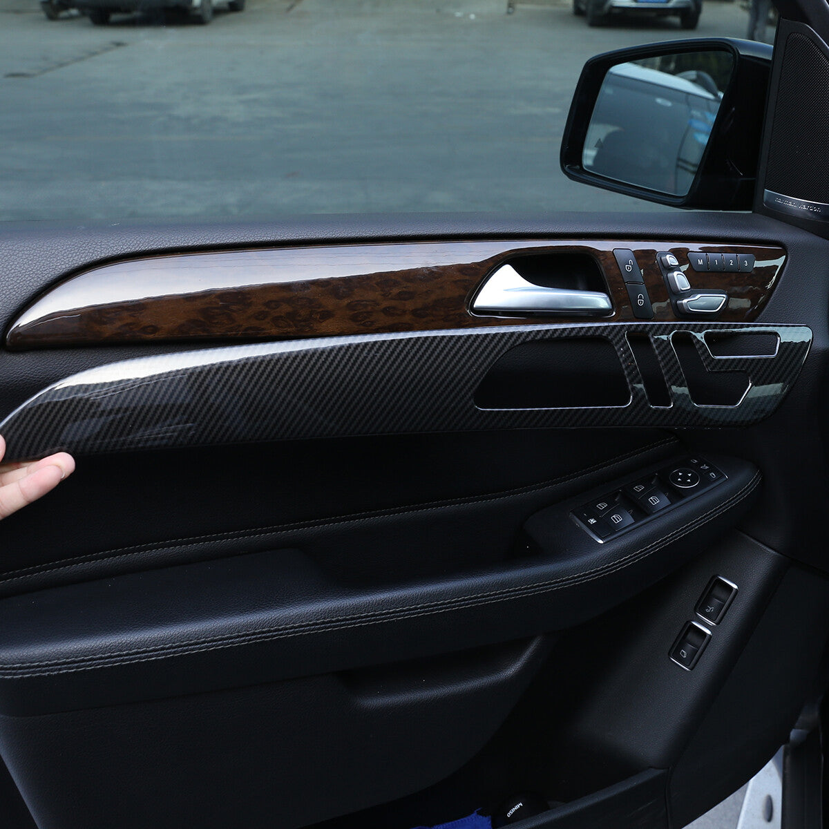 Carbon Fiber ABS Door Handle Panel Trim Cover Strip for Benz GLE GLS ML GL 13-19 3