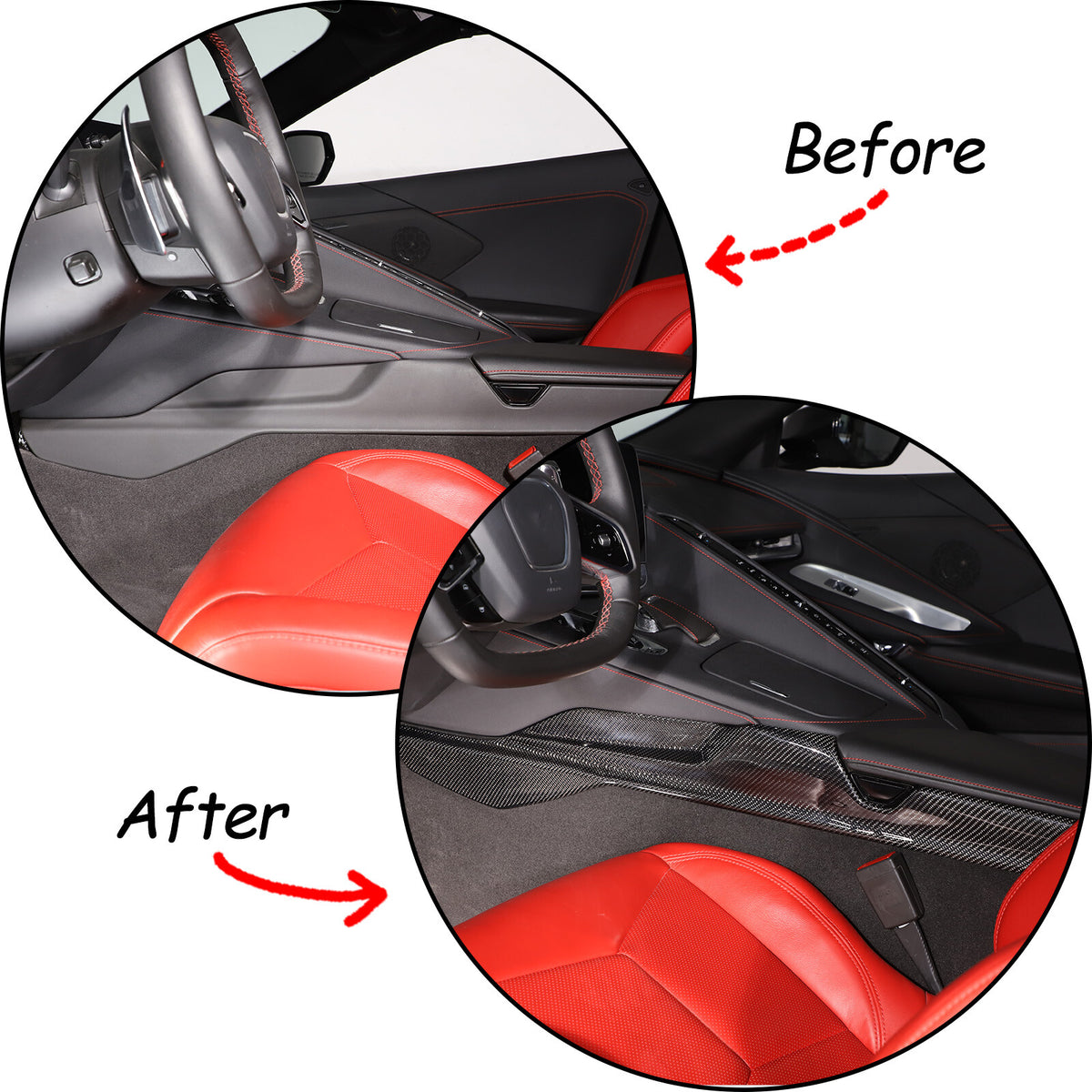 Carbon Central Console Side Panel Strip Trim For C8 Corvette Z06 Z51 Coupe 20-26 7