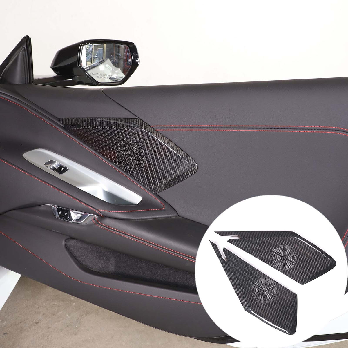 Black Door Sound Speaker Cover REAL HARD Carbon Fiber For Corvette C8 1LT 20-26 6