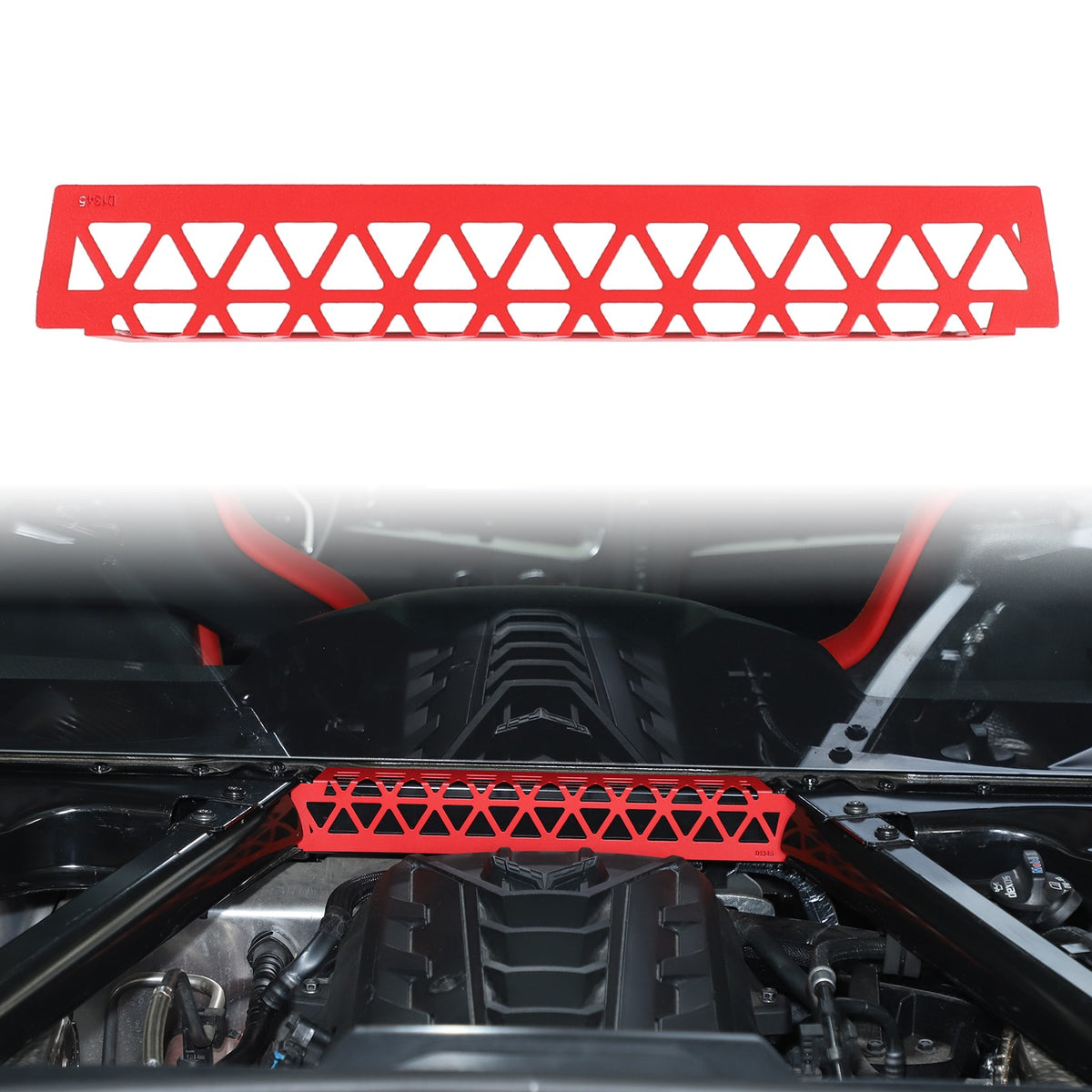 Red Aluminum Engine Bay Strut Bar Connecting Trim Cover For Corvette C8 2020+ 1