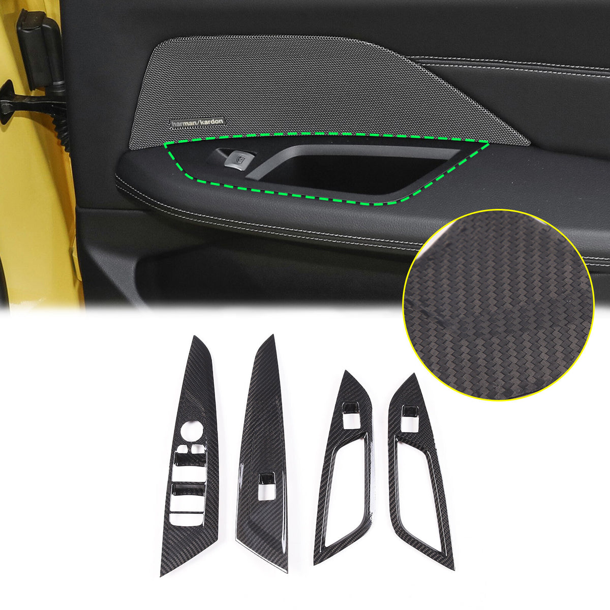 Real Carbon Fiber Window Lift Button Trim Cover For BMW 4 Series G26 2021-22 5